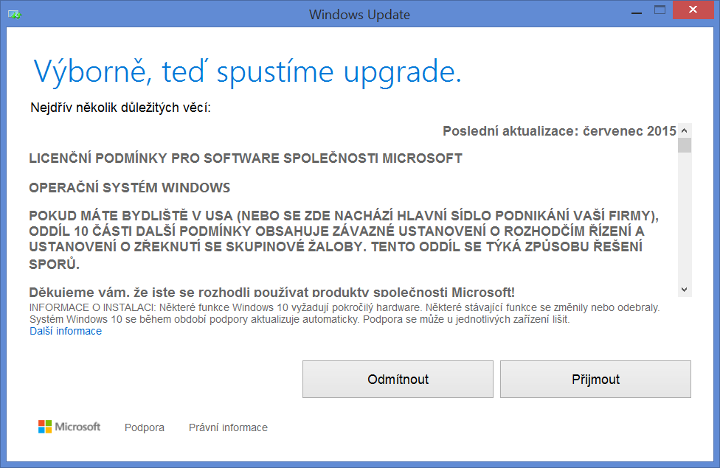  Upgrade Windows 10  - spouštění
