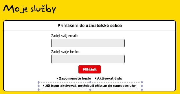 Aktivace samoobsluhy Kaktus