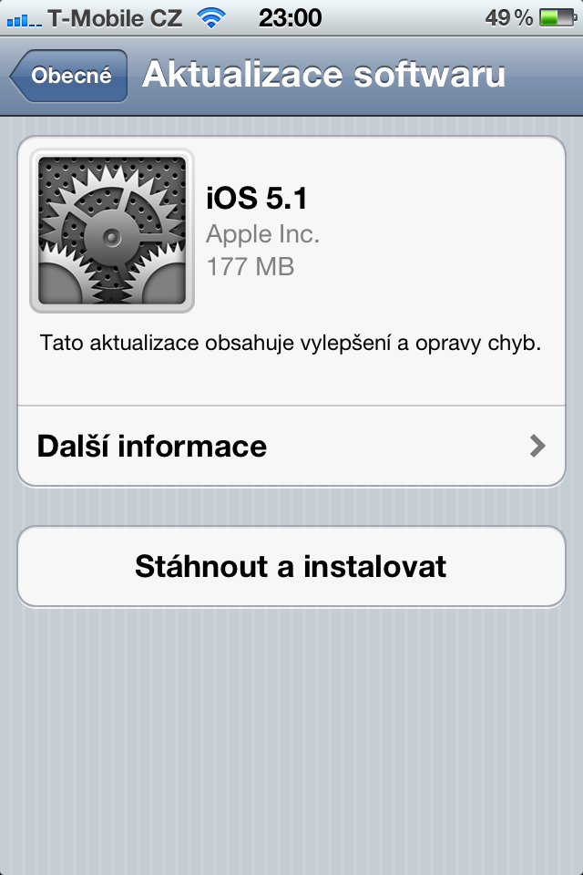 Aktualizace na iOS 5.1