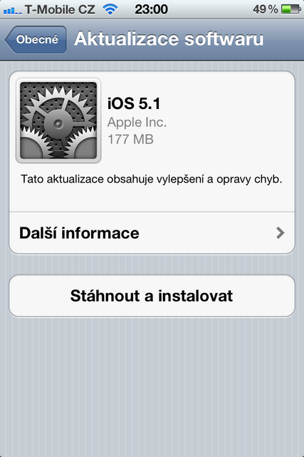 Aktualizace na iOS 5.1