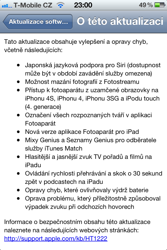 Aktualizace na iOS 5.1
