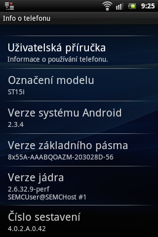 Android 2.3.4 v Sony Ericssonu Xperia mini