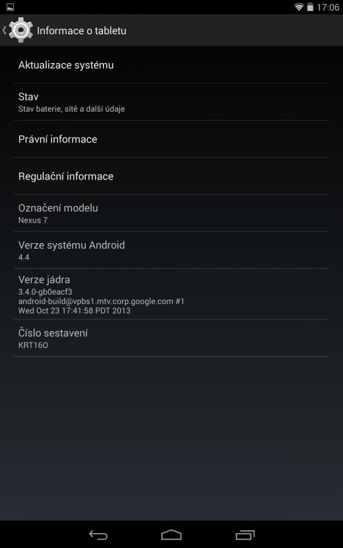 Android 4.4 na Nexusu 7