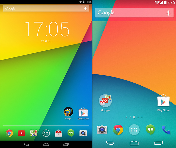 Android 4.4 na Nexusu 7 a Nexusu 5