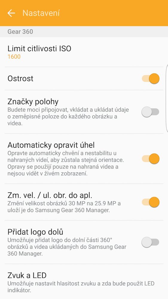 Android aplikace Samsung Gear 360