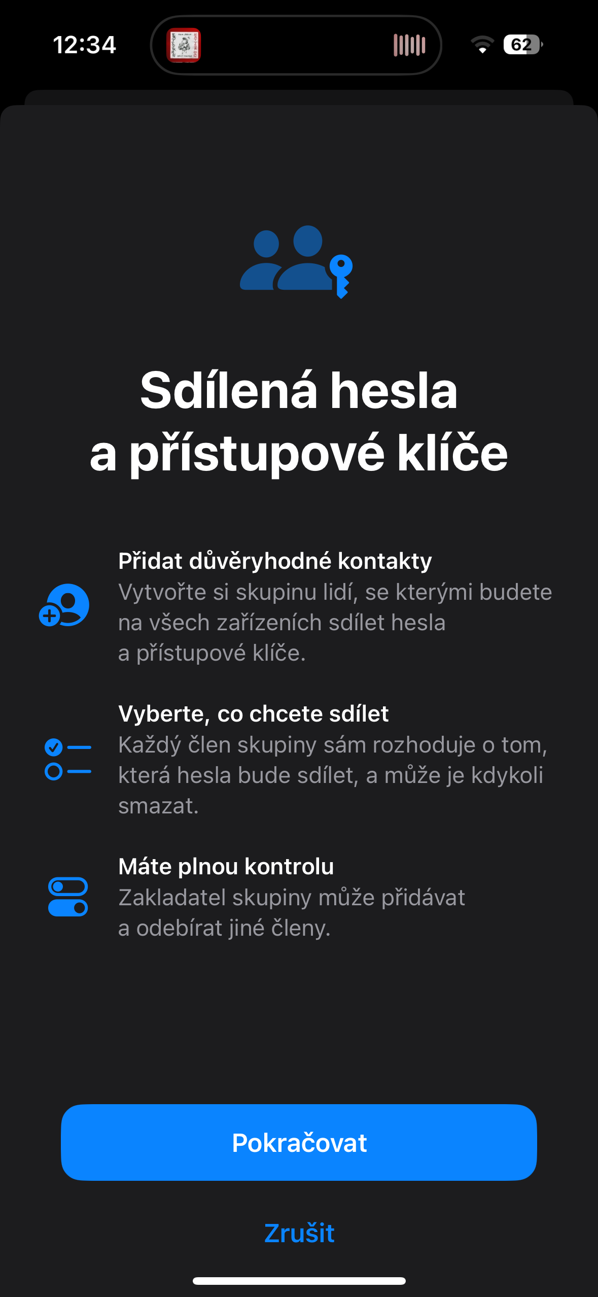 aplikace Hesla iOS 18
