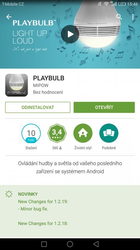 Aplikace PLAYBULB 