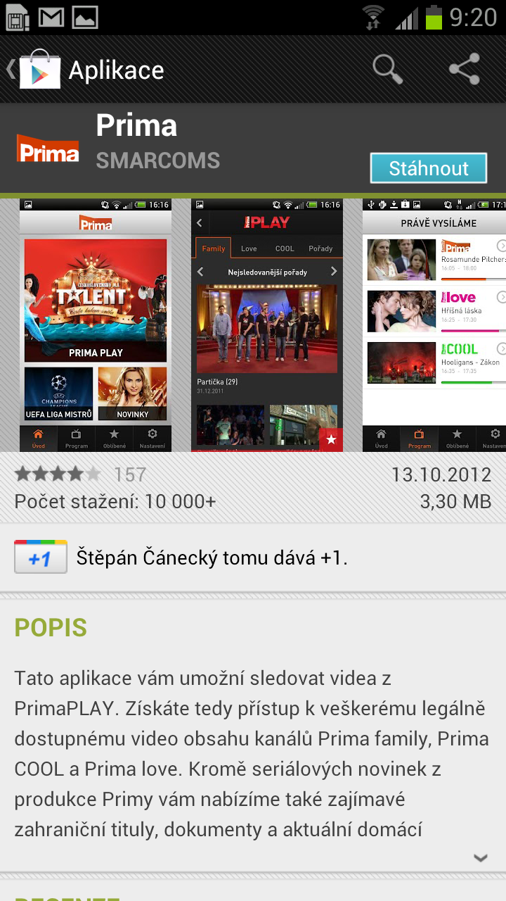 Aplikace Prima pro Android