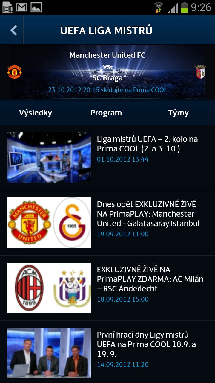Aplikace Prima pro Android