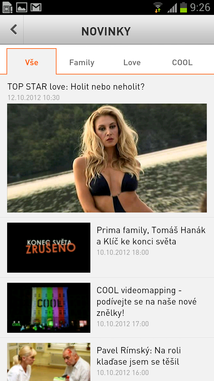 Aplikace Prima pro Android