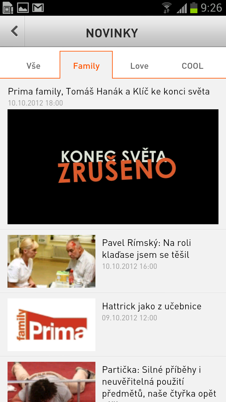 Aplikace Prima pro Android