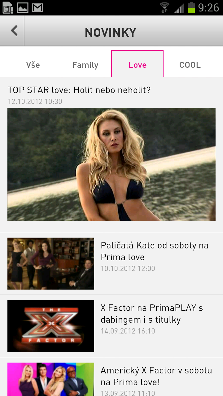 Aplikace Prima pro Android