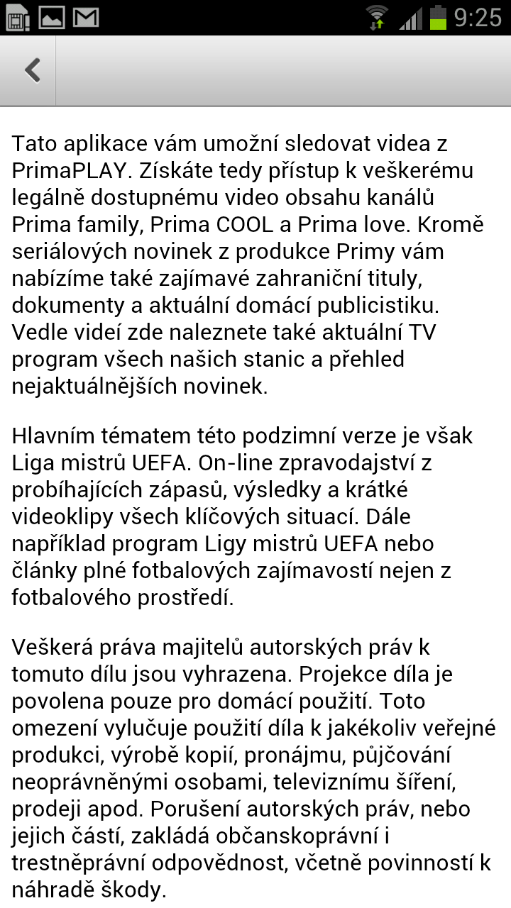 Aplikace Prima pro Android