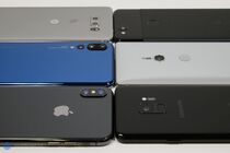 Apple iPhone X, Google Pixel 2, Huawei P20 Pro, LG V30, Samsung Galaxy S9 a Sony Xperia XZ