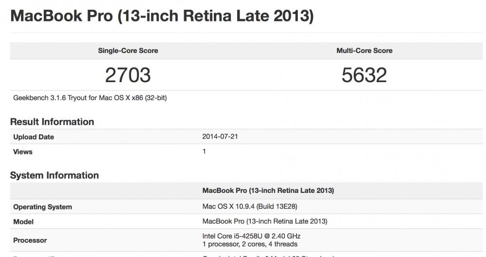 Apple MacBook Pro 13 Retina Late 2013
