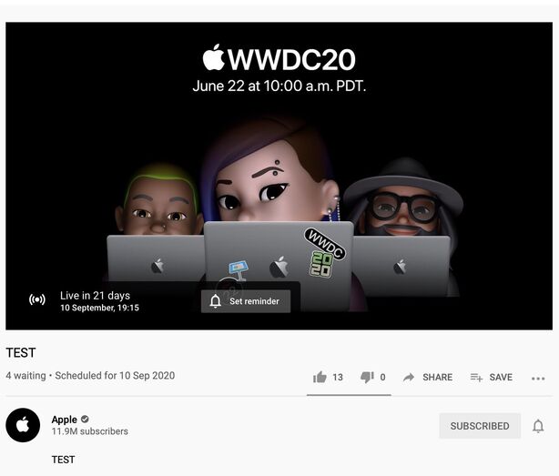 Apple YT stream test