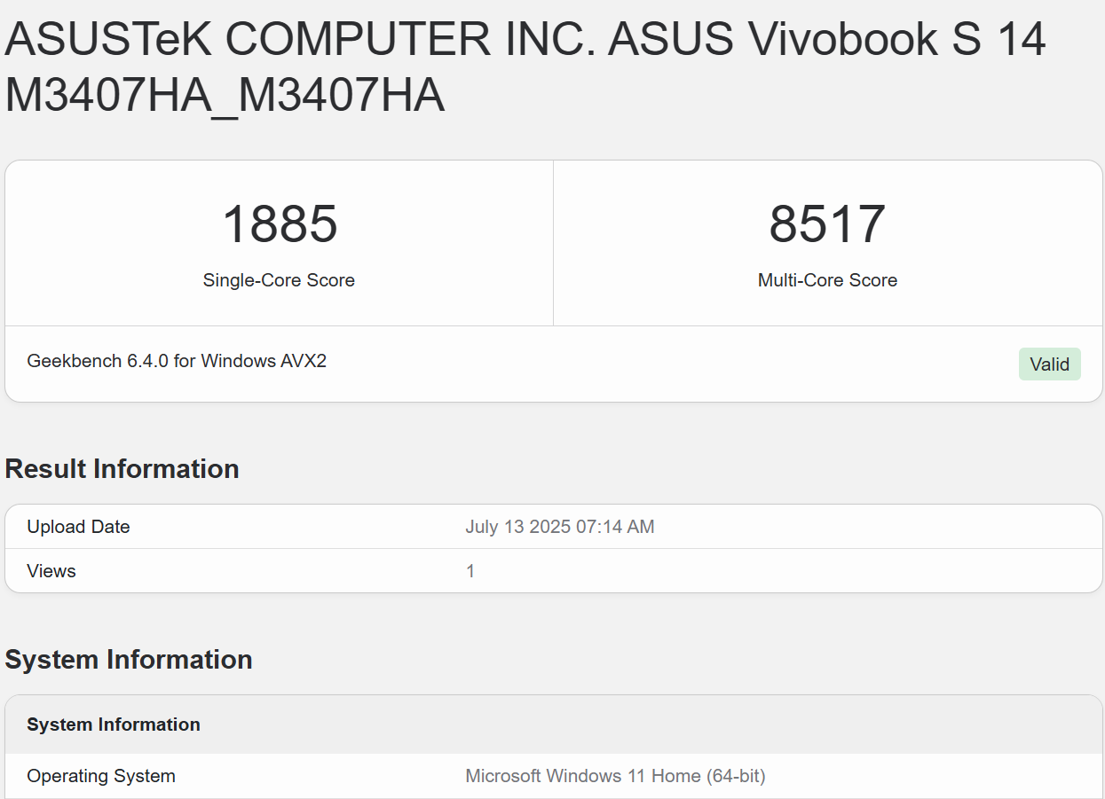 ASUS Vivobook S14 (M3407HA)