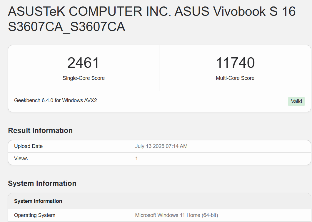 ASUS Vivobook S16 (S3607CA)