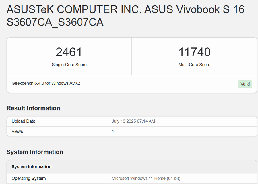 ASUS Vivobook S16 (S3607CA)