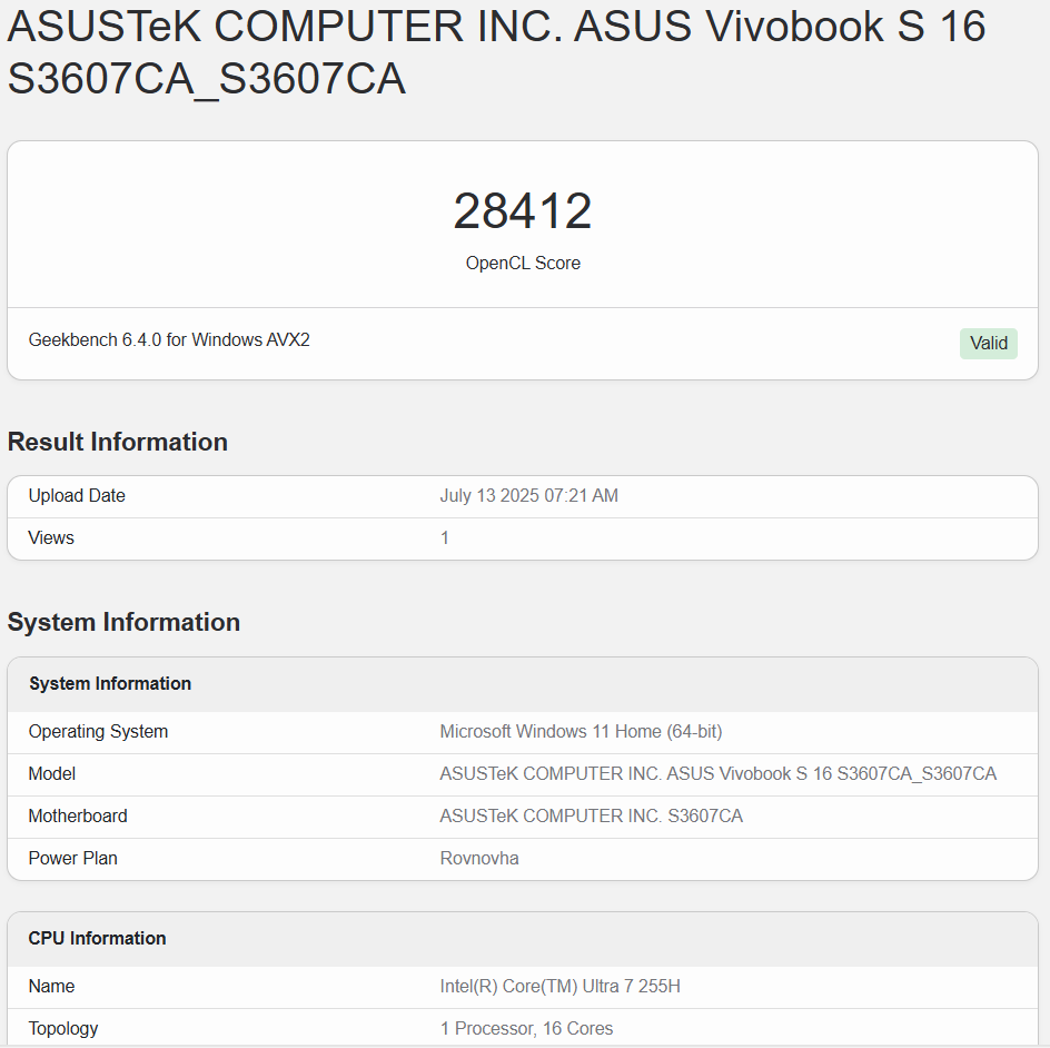 ASUS Vivobook S16 (S3607CA)