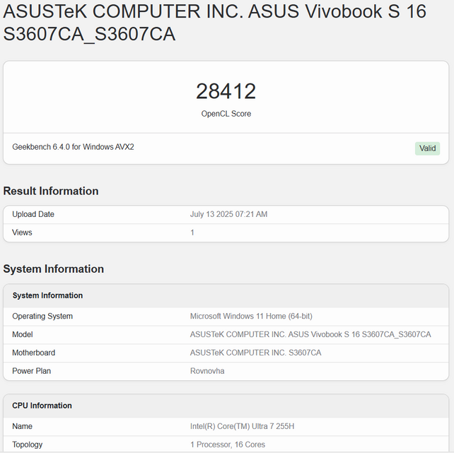 ASUS Vivobook S16 (S3607CA)