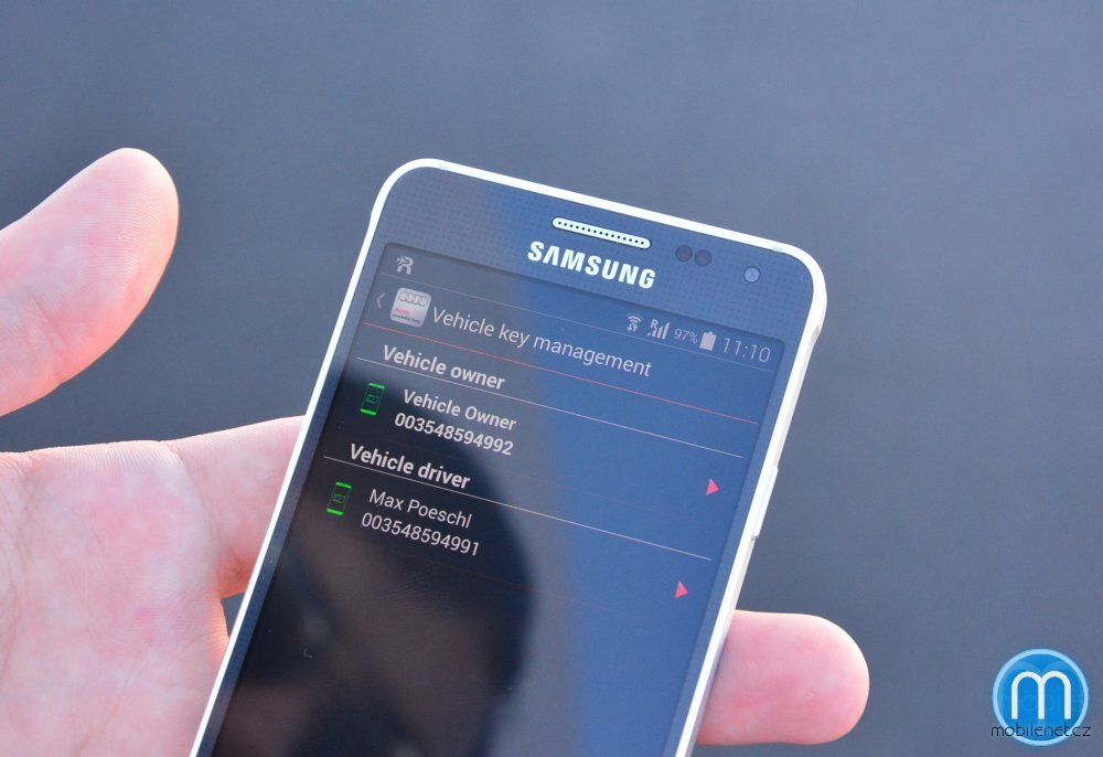 Audi správa NFC přístupů