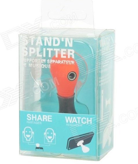 Audio Earphone Splitter Cable Adapter with Suction Stand 