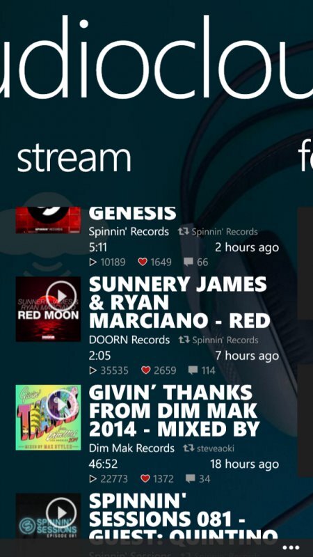 Audiocloud pro Windows Phone