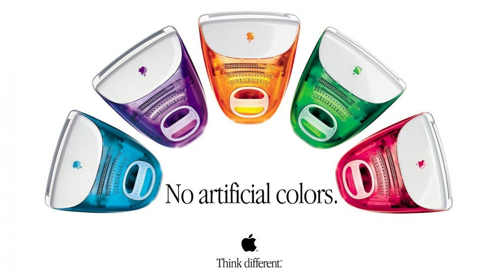 Barevné varianty počítače Apple iMac první generace.