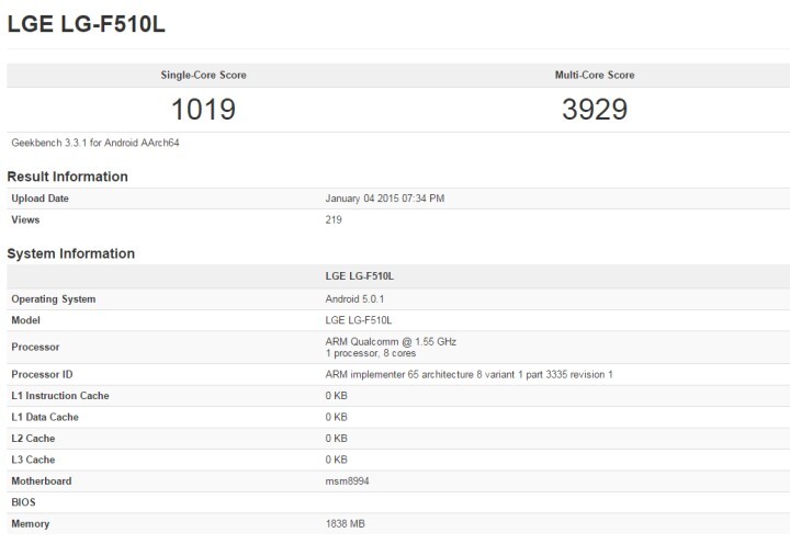 benchmark LG F510L
