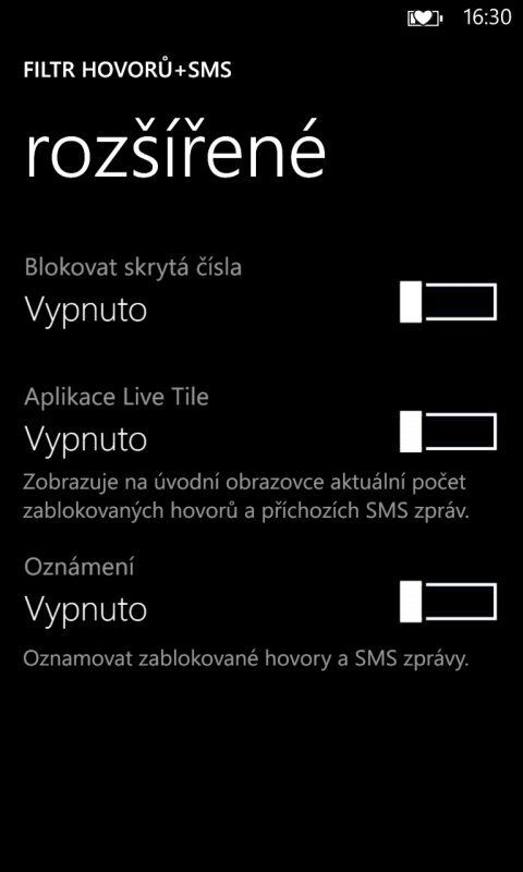 Blokování kontaktů u Nokií Lumia