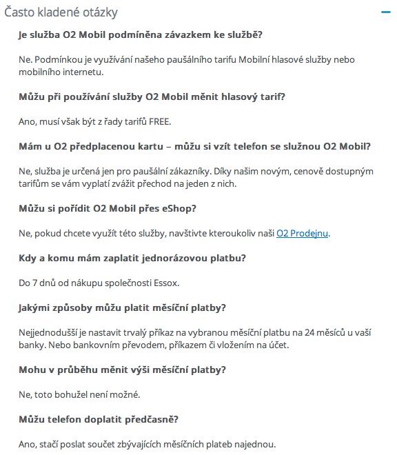 Často kladené dotazy akce O2 Mobil