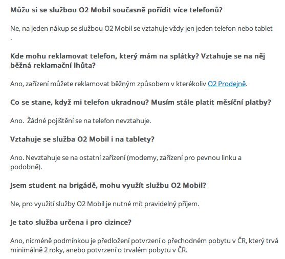Často kladené dotazy akce O2 Mobil