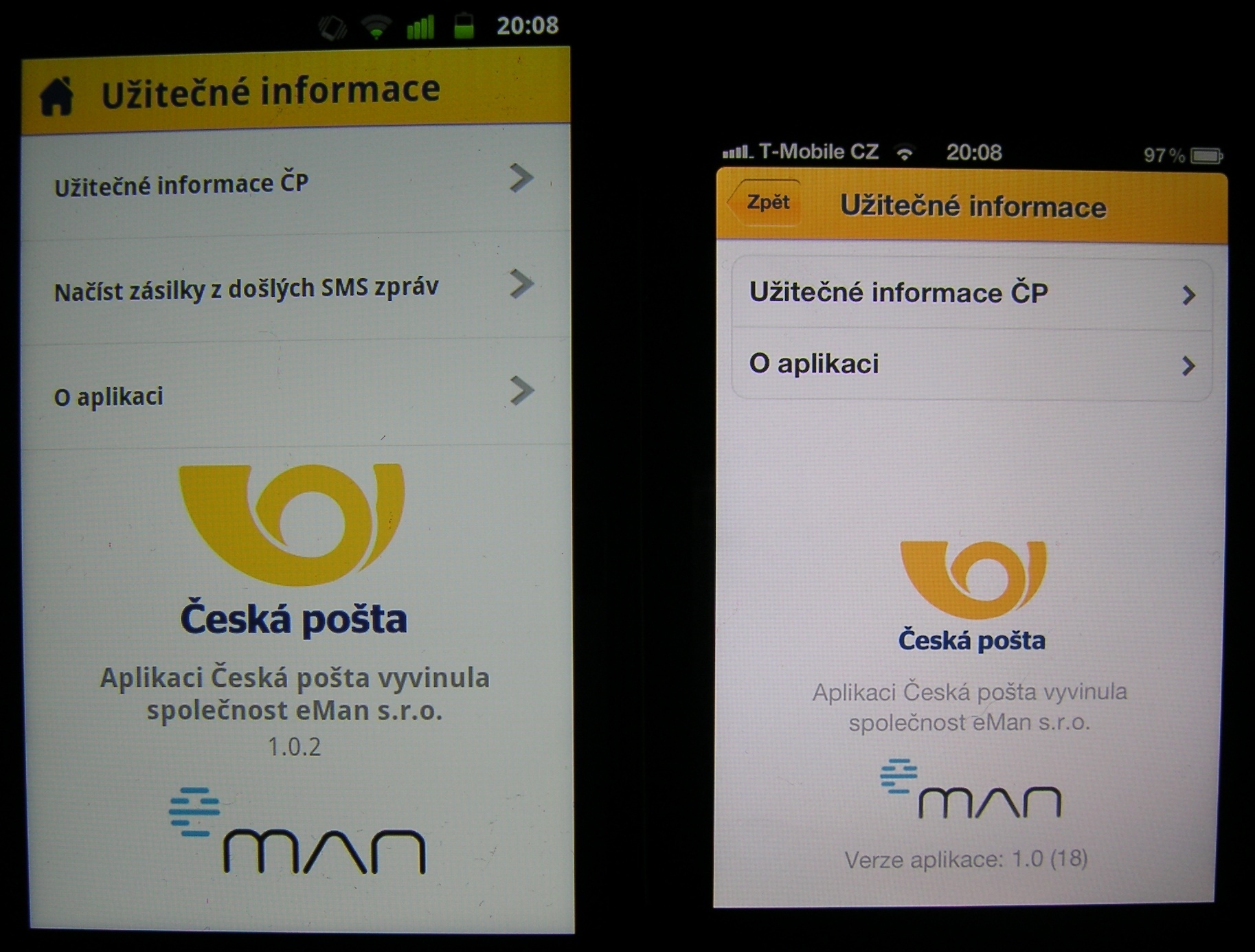 Česká pošta pro Android a iOS