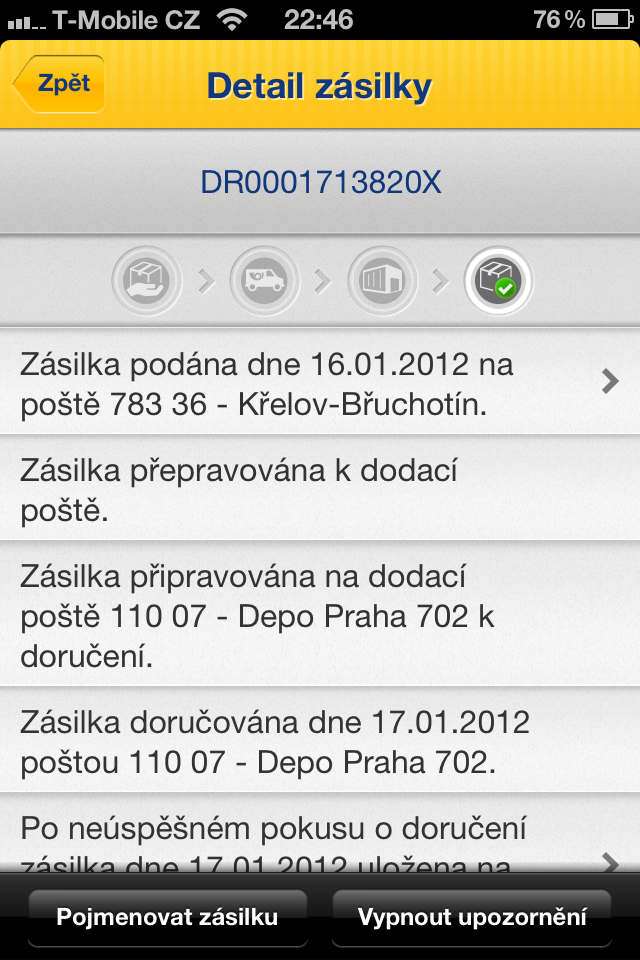 Česká pošta pro iOS