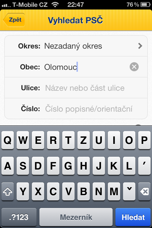 Česká pošta pro iOS