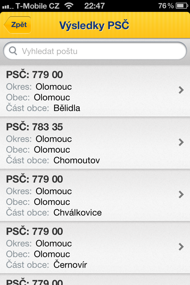 Česká pošta pro iOS