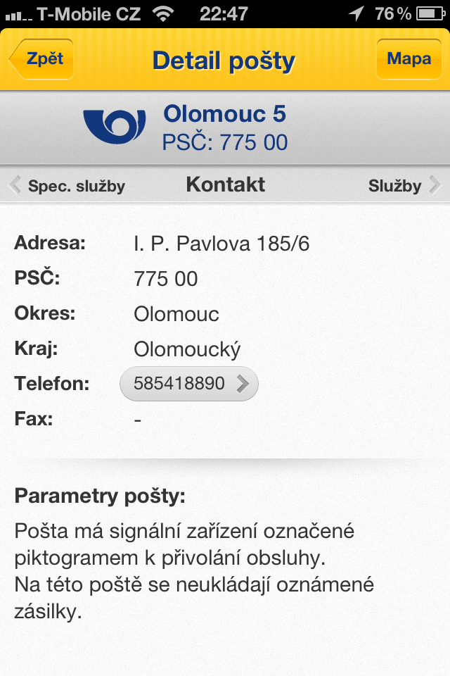 Česká pošta pro iOS