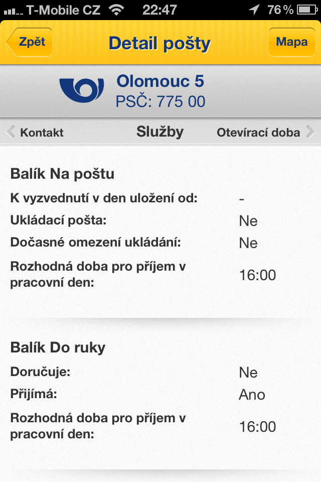 Česká pošta pro iOS