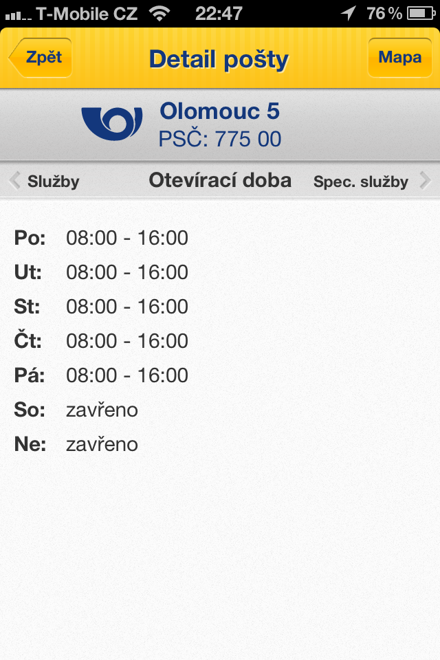 Česká pošta pro iOS