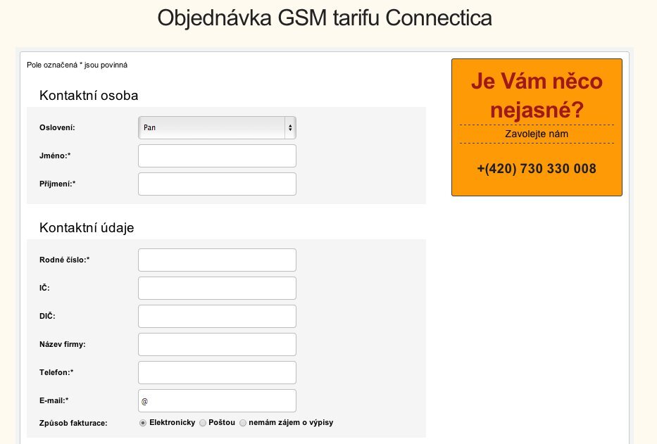 Connectica objednávka