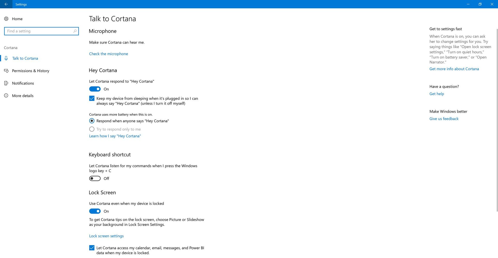 Cortana ve Windows 10 Fall Creators Update