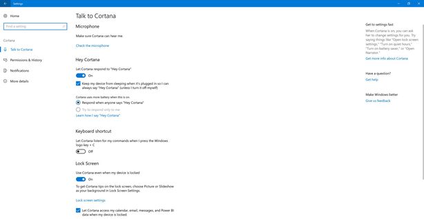 Cortana ve Windows 10 Fall Creators Update