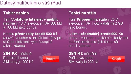 Datové tarify pro iPad