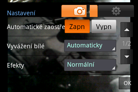 Detailní nastavení fotoaparátu