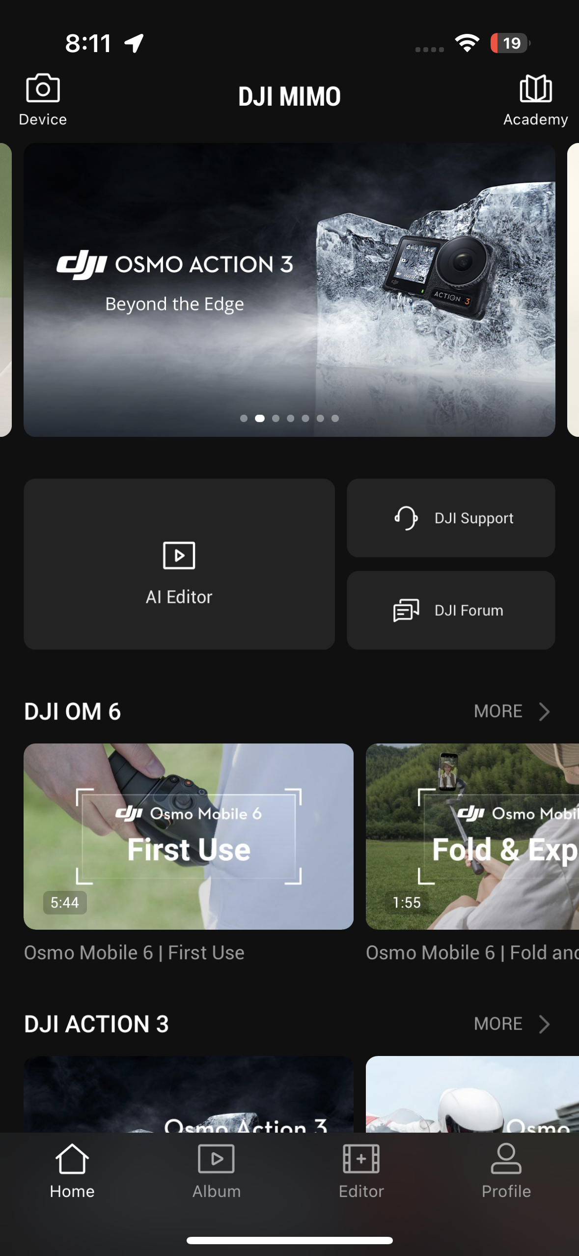 DJI Osmo Mobile 6 aplikace