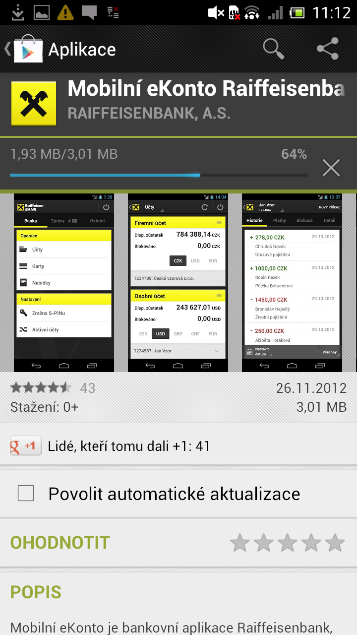 eKonto Raiffeisenbank pro Android