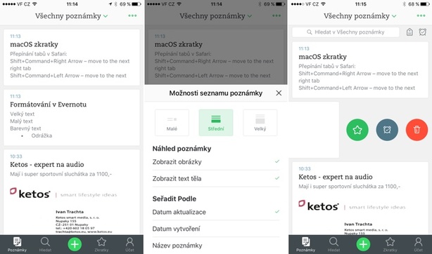 Evernote 8.0 poznámky