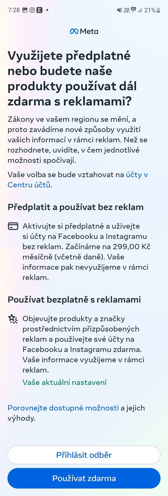 Facebook a Instagram