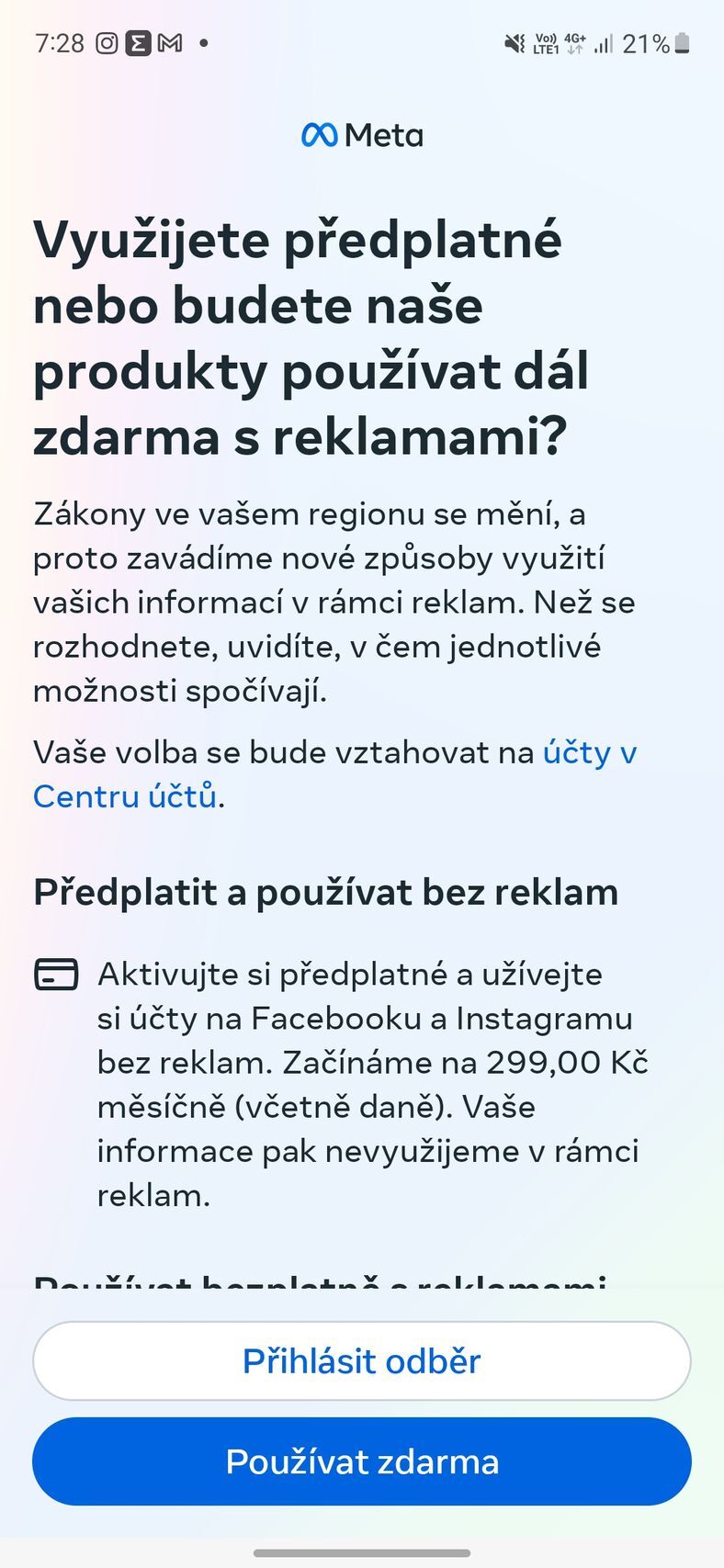 Facebook a Instagram